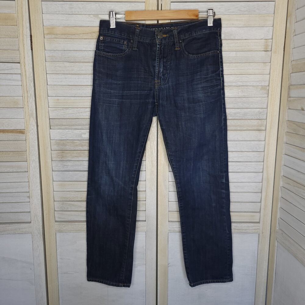 💛3/$15 American Eagle Outfitters Slim Jeans Dark Blue Mens 28x28 ACTUAL 30x26.5